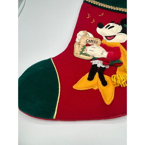 90s Disney Minnie Mouse 3D Embellished Red Felt Christmas Stocking Caroler - Picture 3 of 10